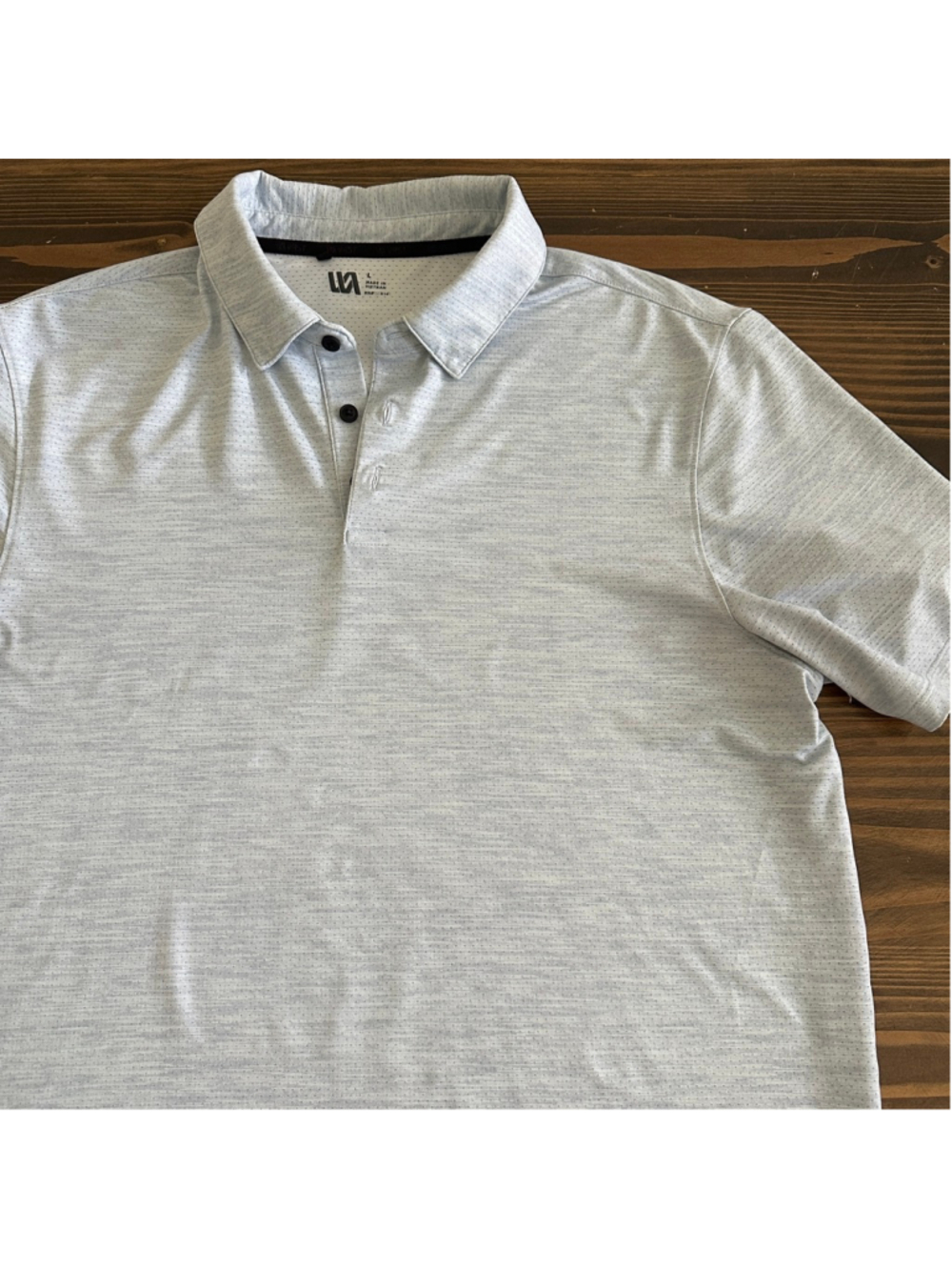 VRST Polo Shirt Mens Large Light Blue Heather Performance Golf Athletic Shirt